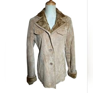 Esprit Vintage Tan Faux Fur Trim Jacket